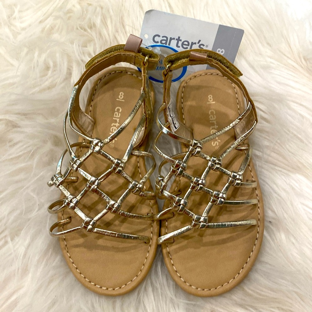 NWT Carter’s gold sandal dress shoes Toddle size 8